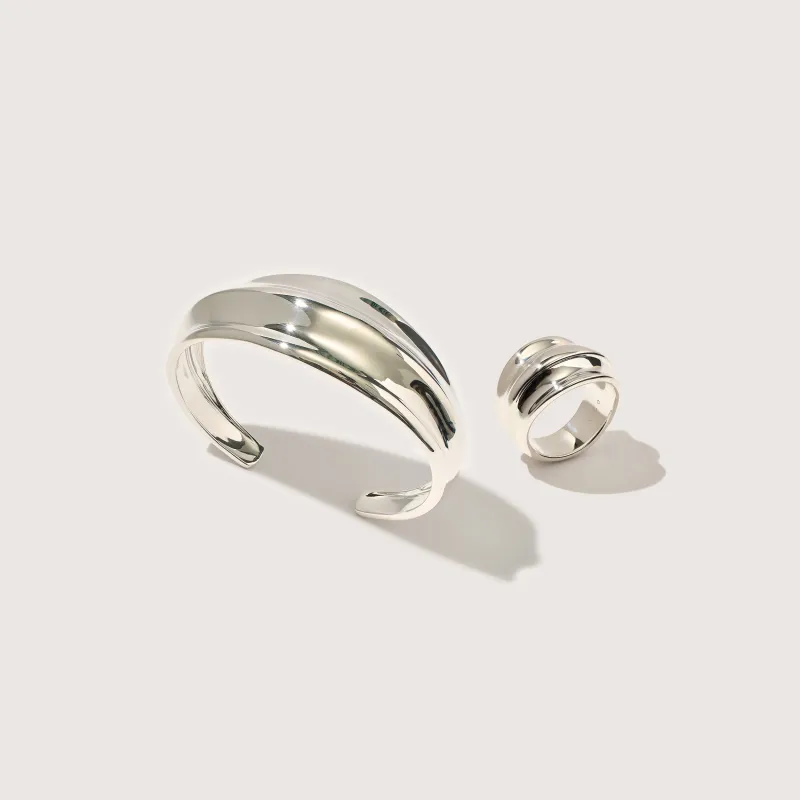 Wave Cuff Bracelet and Ring Set sold by Otiumberg