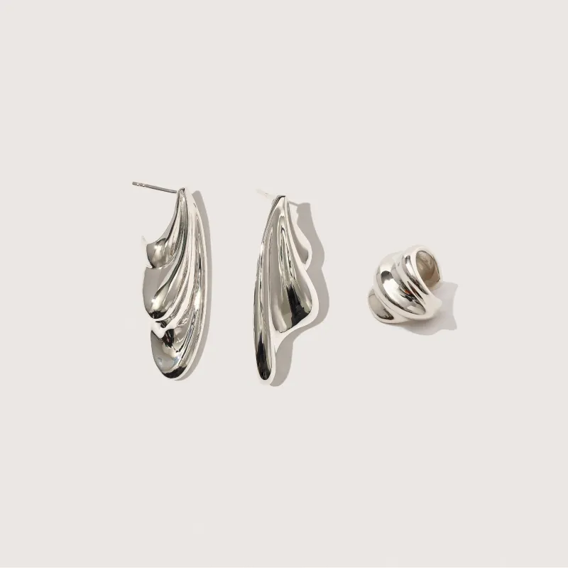 Statement Wave Earrings and Cuff Set made by Otiumberg