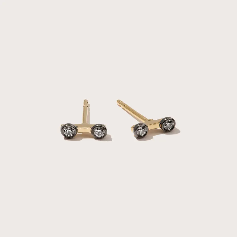 Midnight Diamond Bezel Bar Studs made by Otiumberg