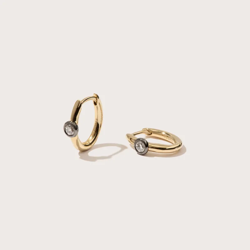 Midnight Diamond Bezel Hoops made by Otiumberg