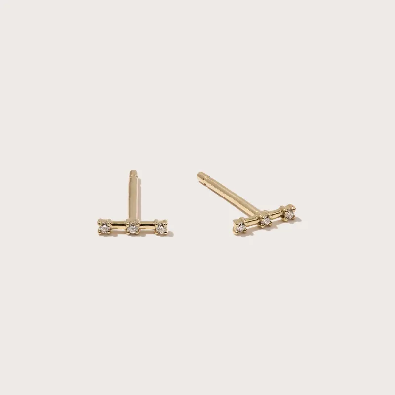 Three Diamond Bar Studs made by Otiumberg