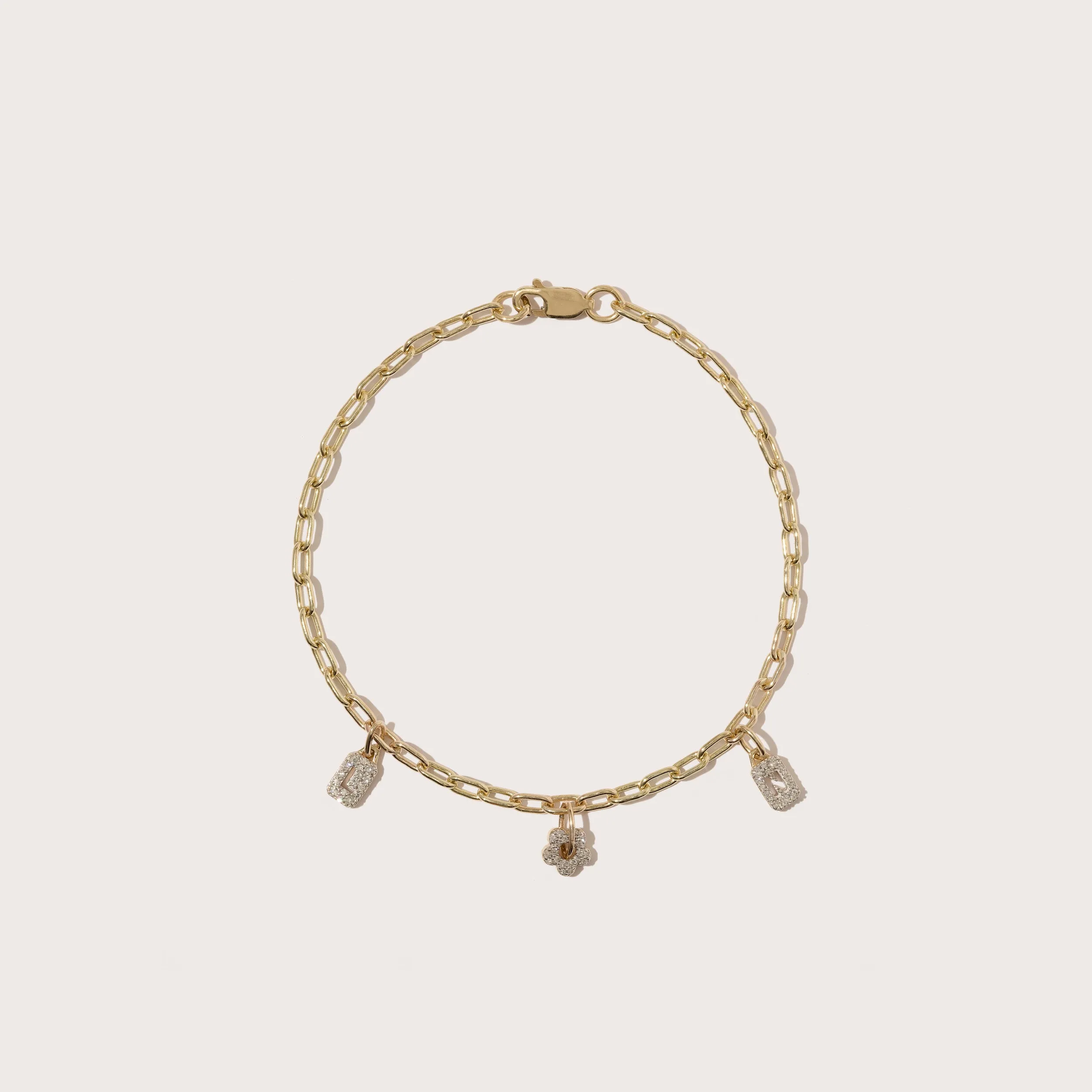 Tiny Diamond Tag Charm Bracelet (Made To Order) sold by Otiumberg product image thumbnail 2
