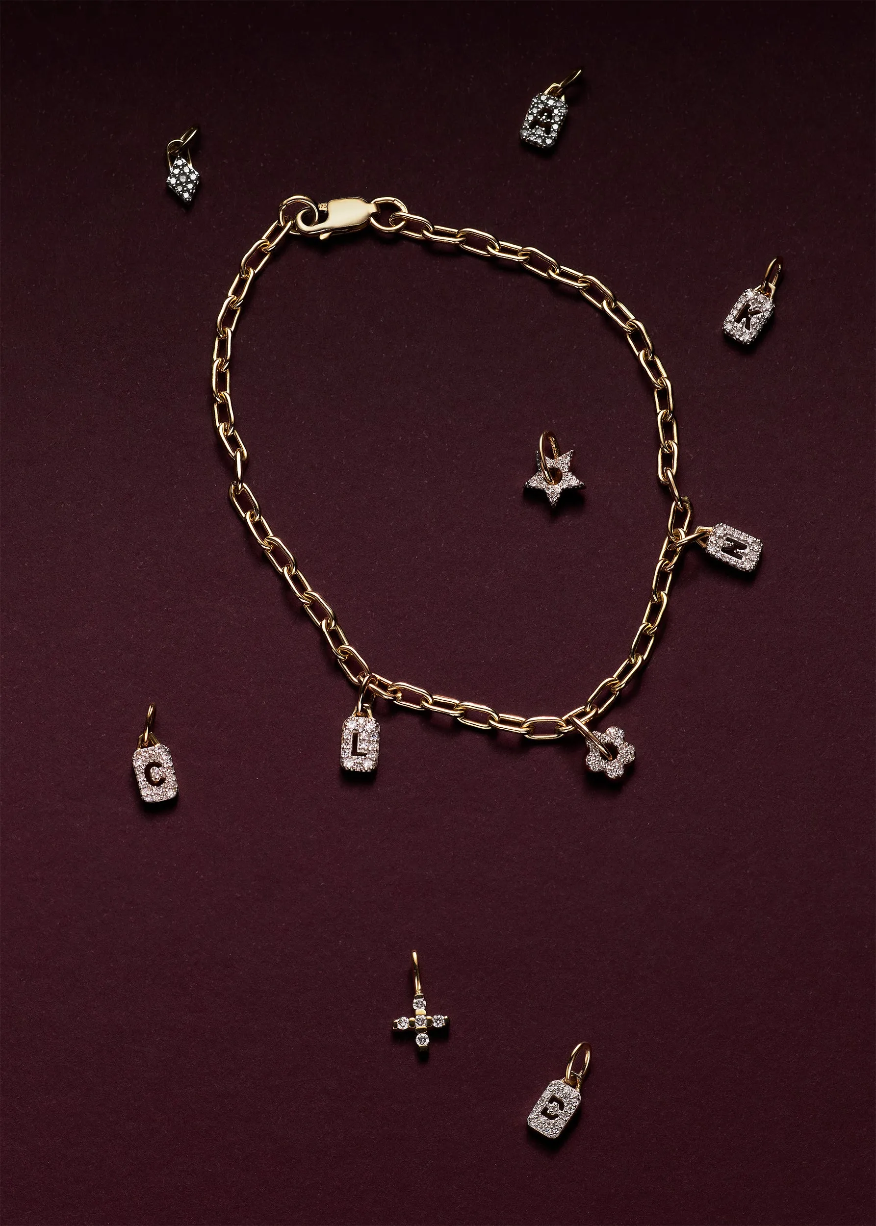 Tiny Diamond Tag Charm Bracelet (Made To Order) sold by Otiumberg product image thumbnail 3