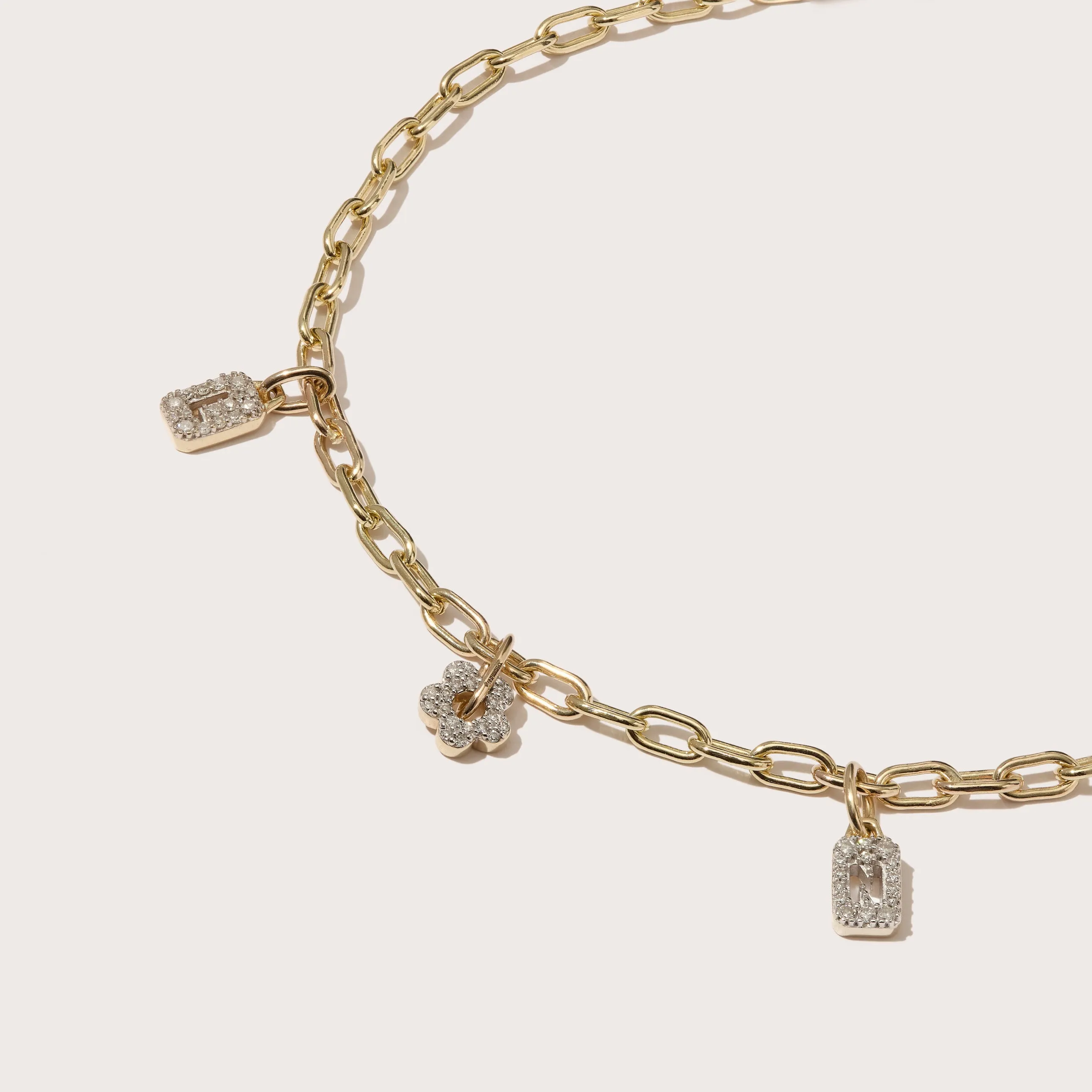Tiny Diamond Tag Charm Bracelet (Made To Order) sold by Otiumberg