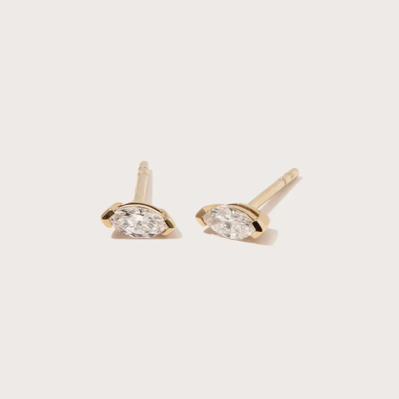 Large Marquise Diamond Studs made by Otiumberg