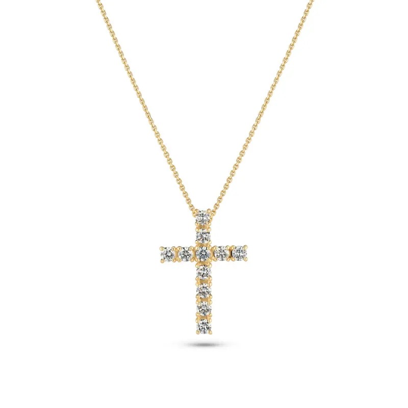 Necklace Alba Croce - 14k yellow gold or white gold 0.64 ct TW G-H VS lab-grown diamonds sold by Sif Jakobs