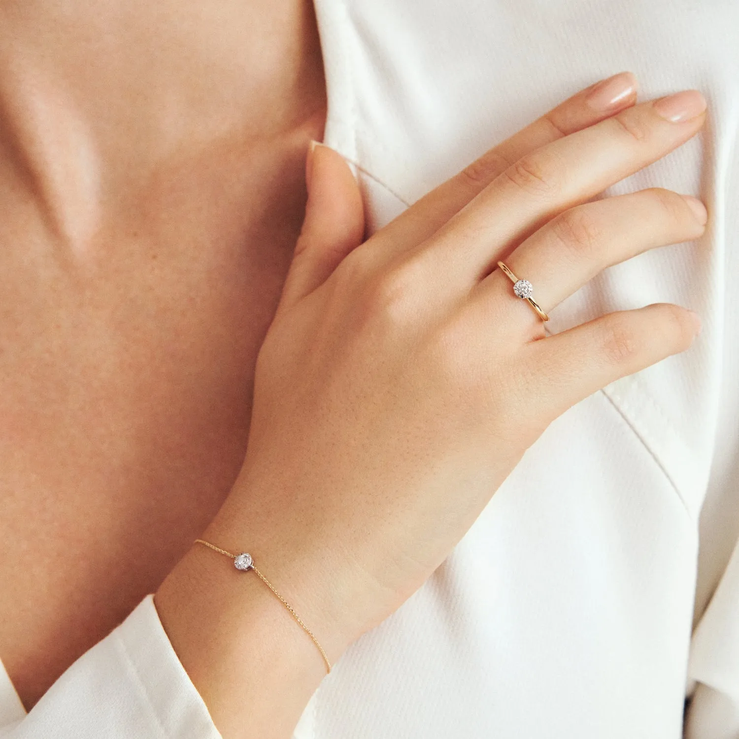 Ring Rome - 14k yellow gold or white gold 0.09 ct TW G-H VS lab-grown diamonds sold by Sif Jakobs product image thumbnail 2