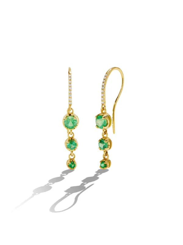 3 Graduated Illusion Set Emerald Yellow Gold Earrings sold by YLANG23