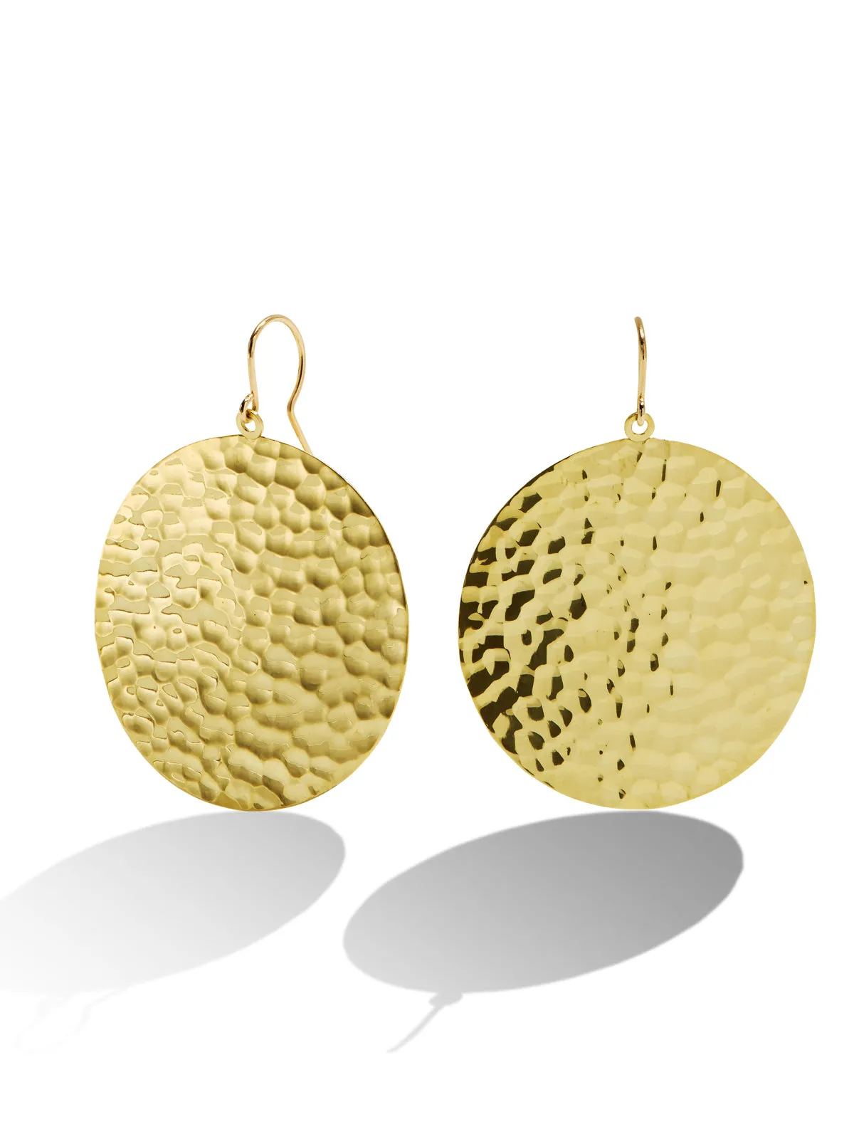 Large Hammered Disc Yellow Gold Earrings sold by YLANG23