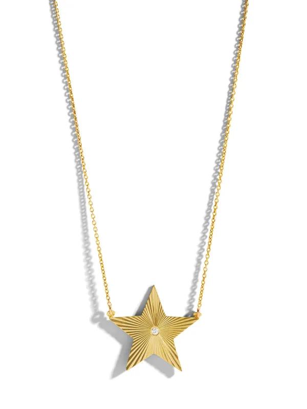 Large 70's Star Yellow Gold Necklace sold by YLANG23