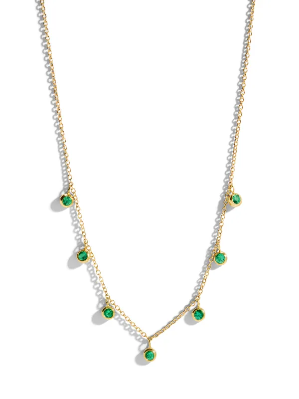 7 Mini Bezel Emerald Dangle Yellow Gold Necklace sold by YLANG23