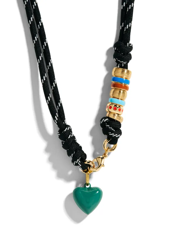 The Black Supersize Cord Heart Charm Necklace sold by YLANG23