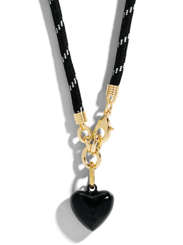 The Black Happy Cord Charm Necklace sold by YLANG23
