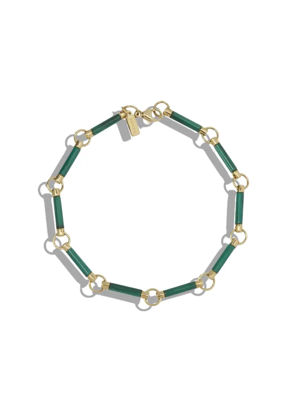Malachite Element Yellow Gold Chain Bracelet made by YLANG23