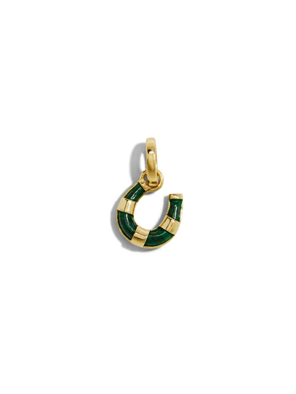 Protection Malachite Horseshoe Miniature Pendant On Annex Link made by YLANG23