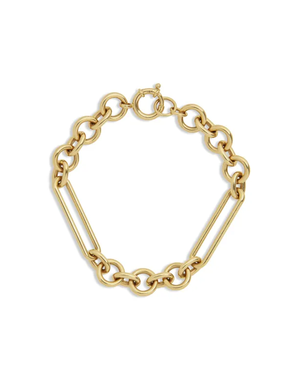 Mixed Midsize Yellow Gold Clip Chain Bracelet made by YLANG23