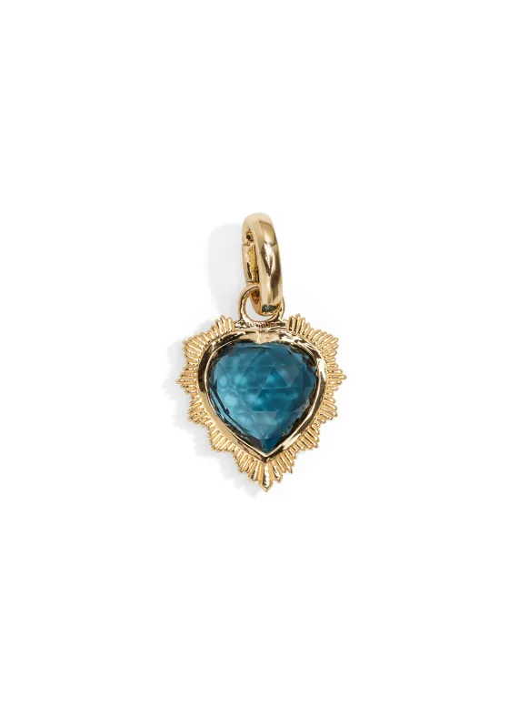 London Blue Topaz Heart Medallion with Oval Pushgate sold by YLANG23