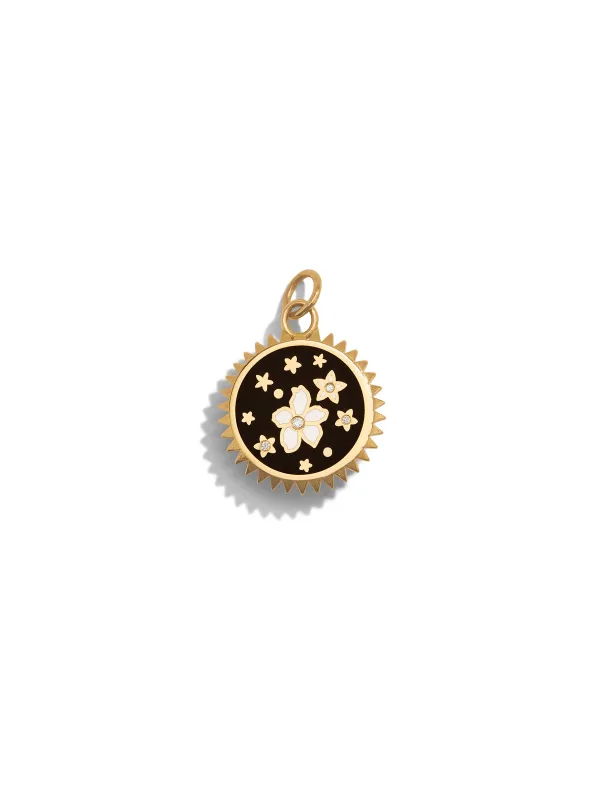Petite Dark Blossoms Resilience Yellow Gold Medallion Charm sold by YLANG23