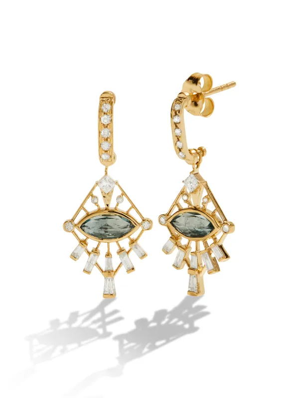 Aquamarine Marquise & Diamond Dream Maker Earrings sold by YLANG23