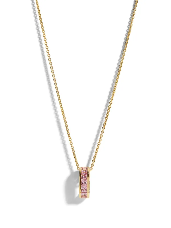 Mini Pink Sapphire Baguette Legend Link Yellow Gold Necklace sold by YLANG23