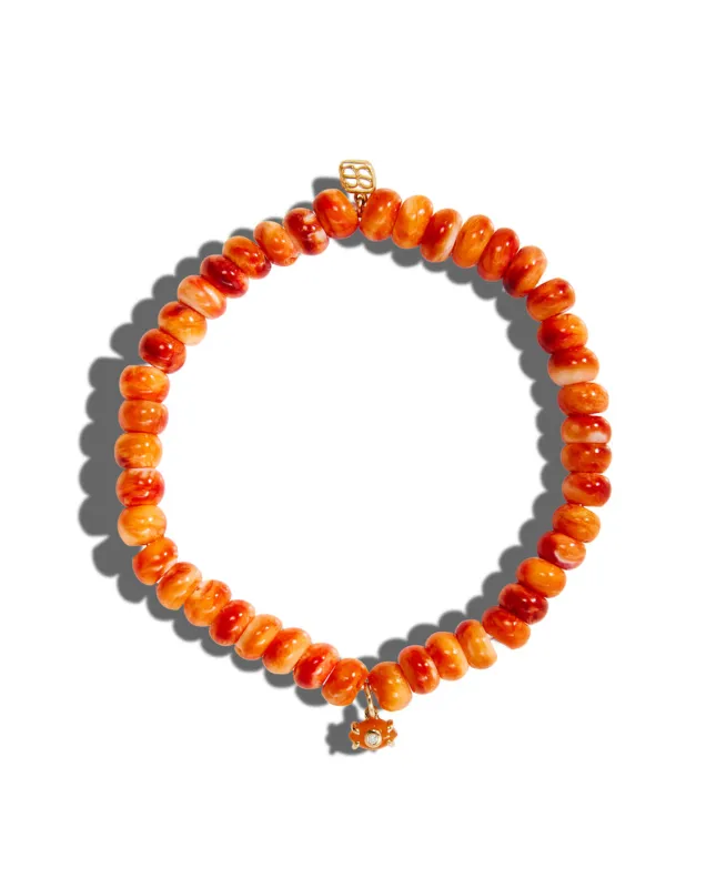 Carved Stone Evil Eye On Spiny Oyster Shell Beaded Bracelet sold by YLANG23