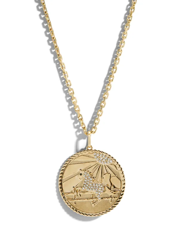 Diamond Horse Coin Yellow Gold Necklace made by Sydney Evan
