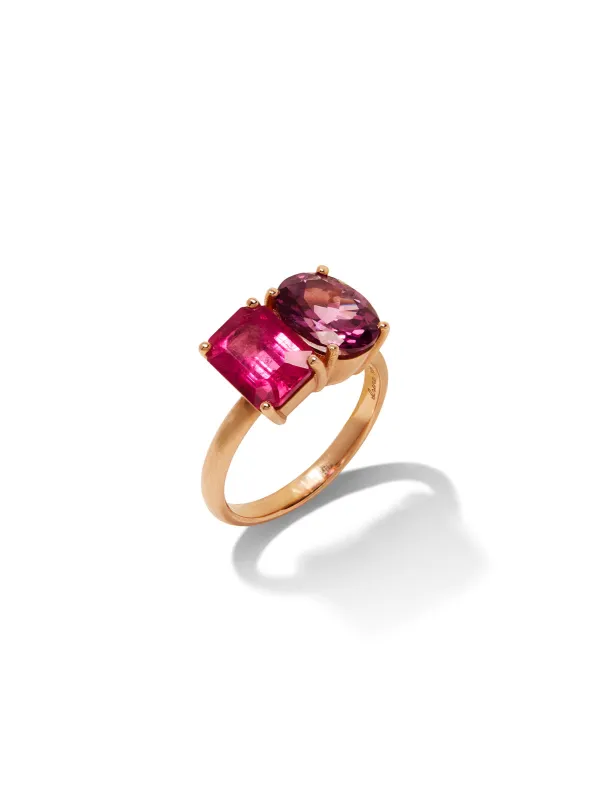 Gemmy Gem Garnet & Rubellite Rose Gold Ring sold by YLANG23