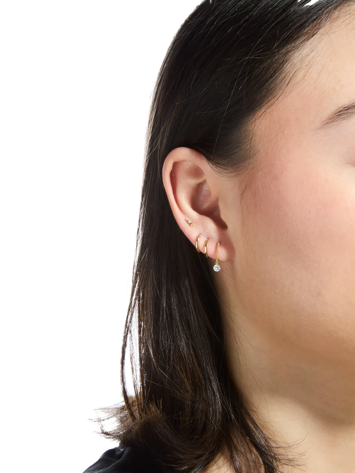 Set Free Diamond Beaded Yellow Gold Hoop Earrings sold by YLANG23 product image thumbnail 2