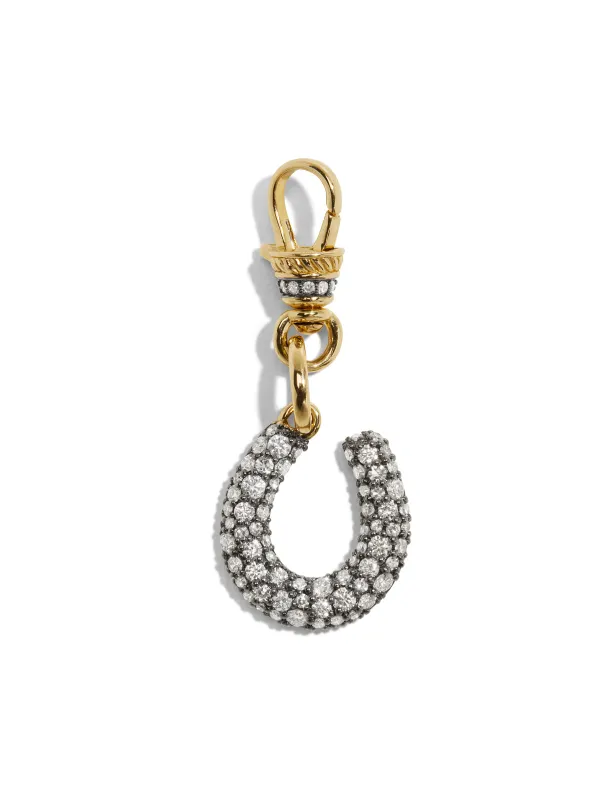 Antique Finish Diamond Horseshoe Yellow Gold Clip Pendant sold by YLANG23