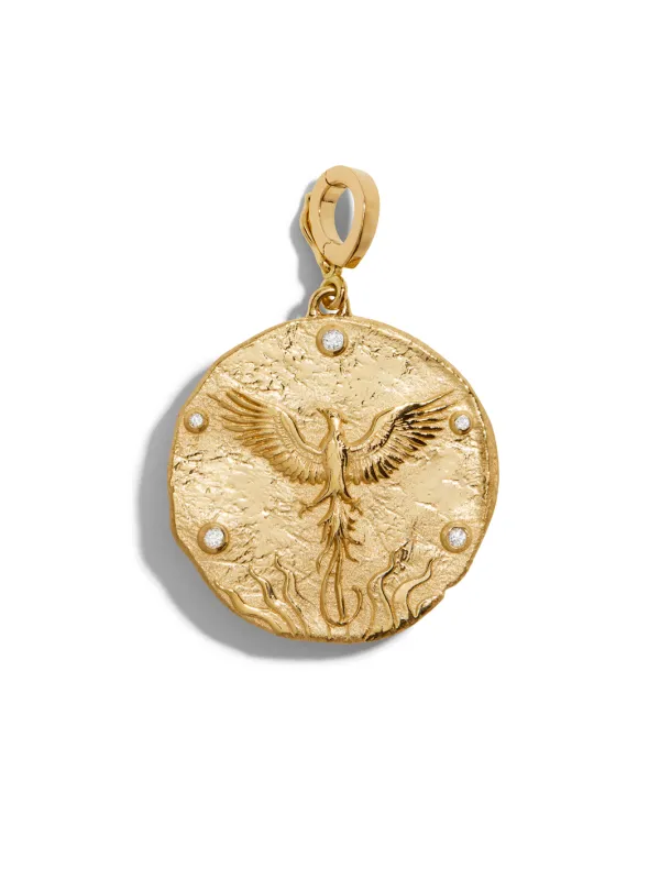 Revival Phoenix Rising Large Coin Yellow Gold Charm sold by YLANG23