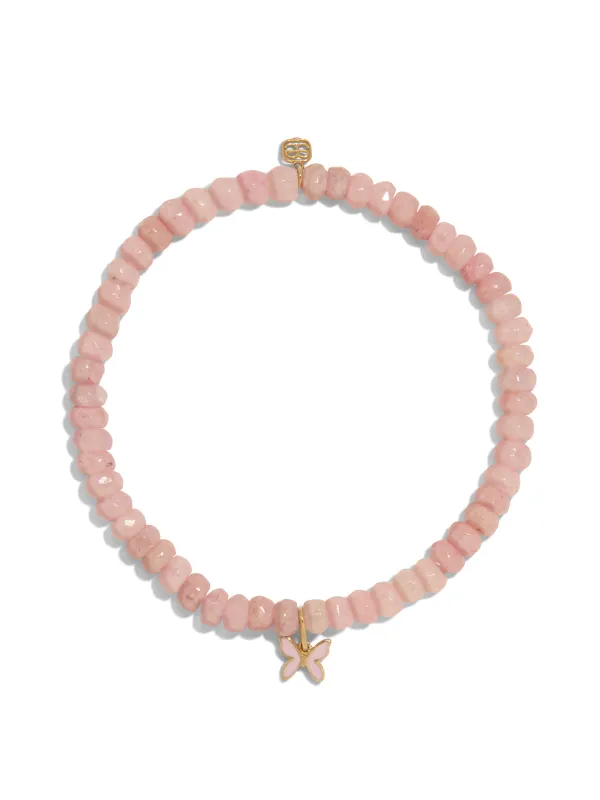 Enamel Butterfly On Mystic Pink Grapolite Beaded Bracelet sold by YLANG23