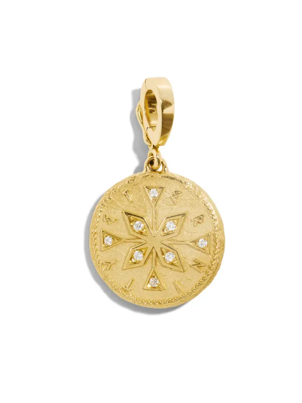 Diamond Small Compass Coin Yellow Gold Charm sold by YLANG23