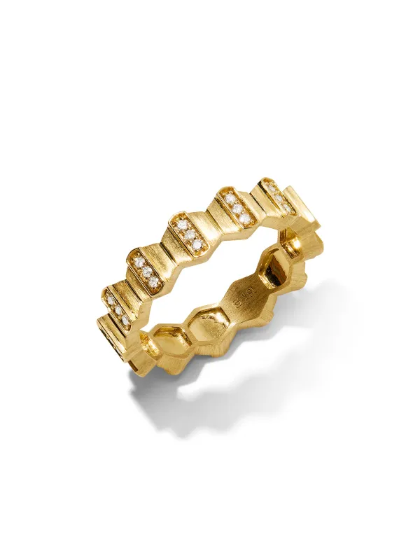 Maya Diamond Brushed Yellow Gold Band made by YLANG23
