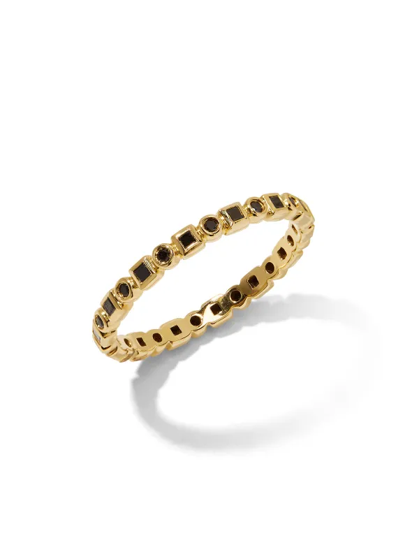Kate Round & Princess Black Diamond Yellow Gold Band sold by YLANG23