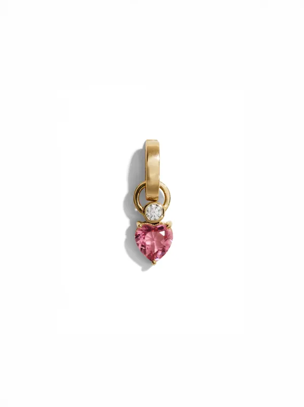 Full Circle Diamond & Small Pink Sapphire Heart Charm sold by YLANG23