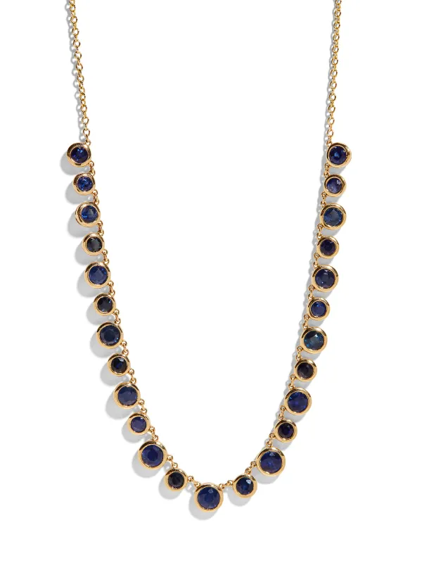 Full Circle Blue Sapphire Fringe Yellow Gold Necklace sold by YLANG23