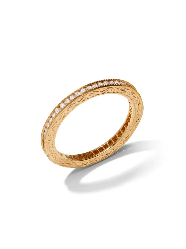 Channel Set Diamond Yellow Gold Band sold by YLANG23