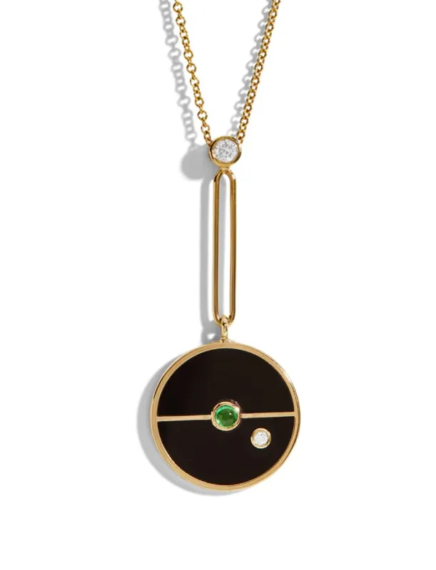 Signature Black Onyx & Emerald Compass Yellow Gold Necklace sold by YLANG23