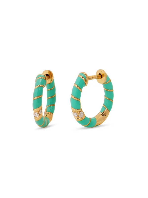 Turquoise Twisted Yellow Gold Hoop Earrings made by YLANG23