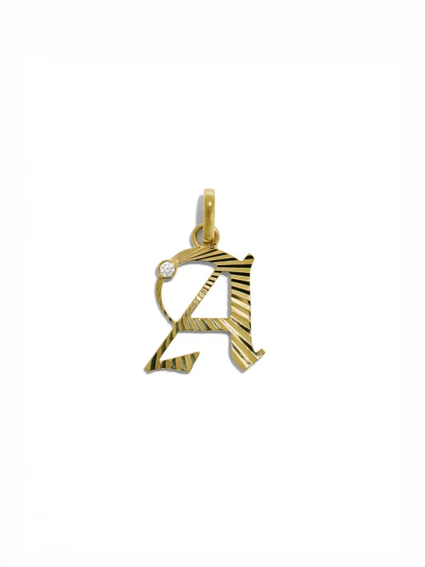 Medium Diamond Initial Yellow Gold Pendant On Annex Link sold by YLANG23