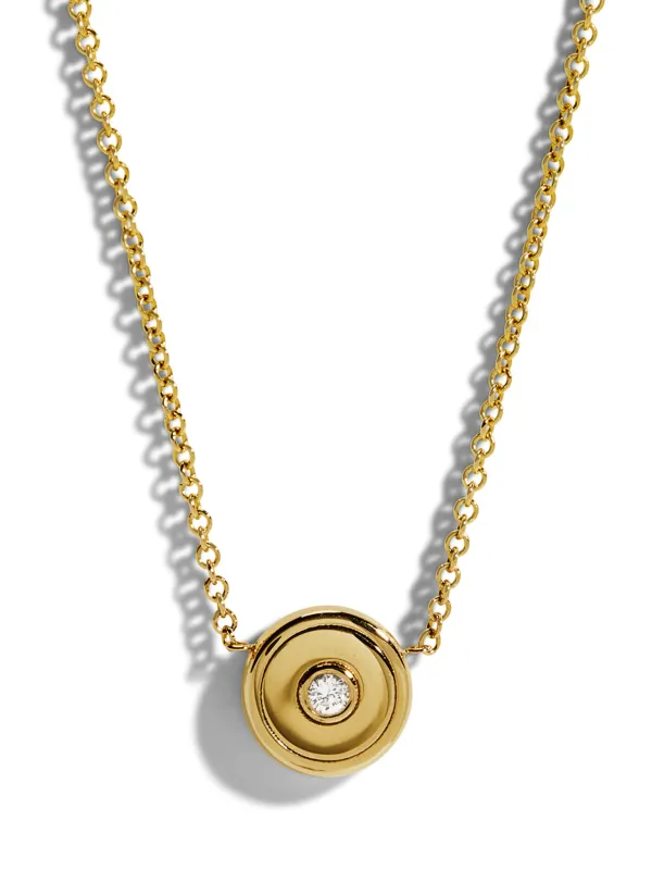 Mini Gold and Diamond Compass Yellow Gold Necklace sold by YLANG23