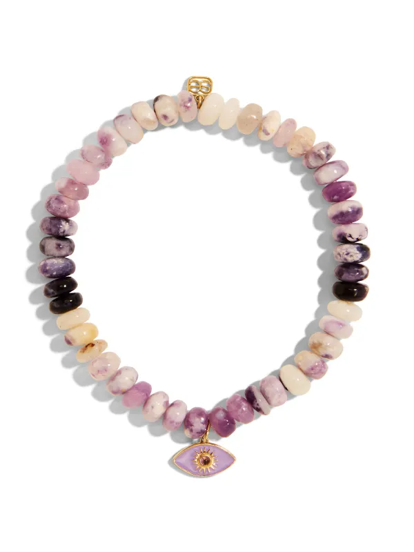 Sunburst Enamel Evil Eye on Smooth Purple Opal Beaded Bracelet sold by YLANG23