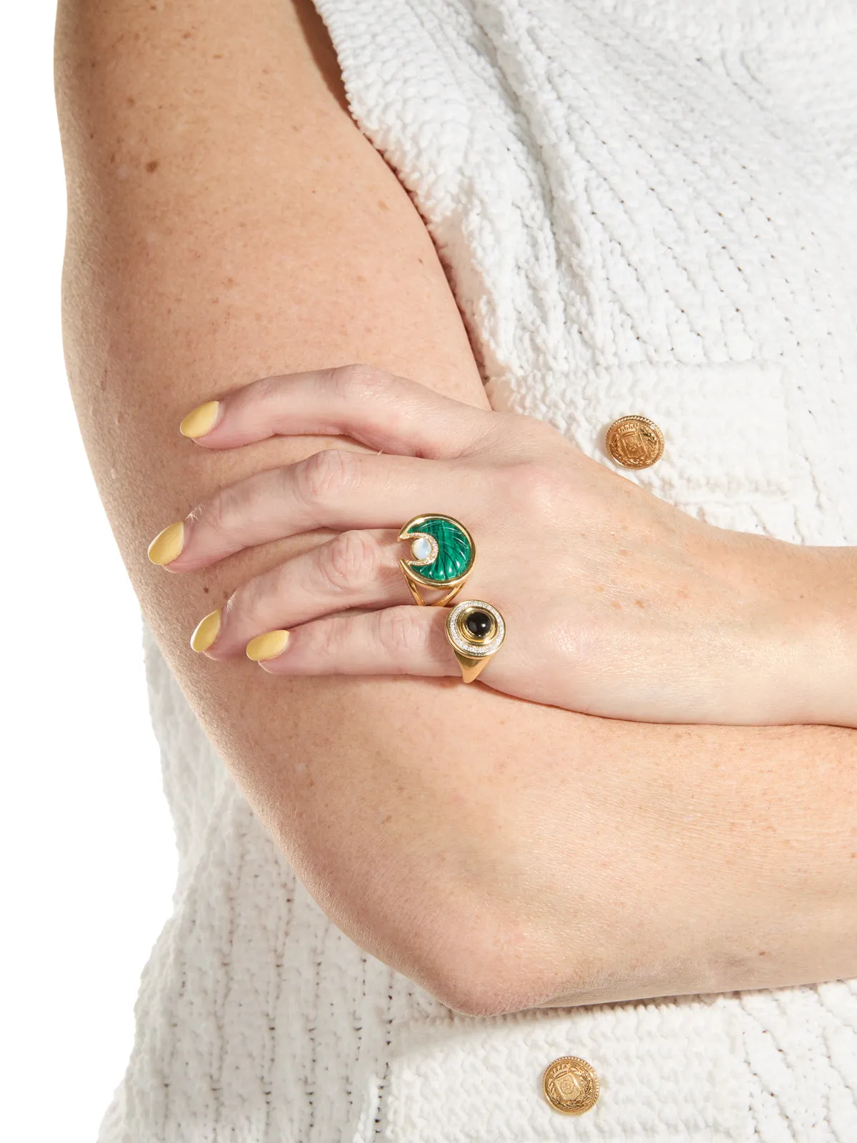 Onyx & Diamond Mimette Yellow Gold Pinky Ring sold by YLANG23 product image thumbnail 2