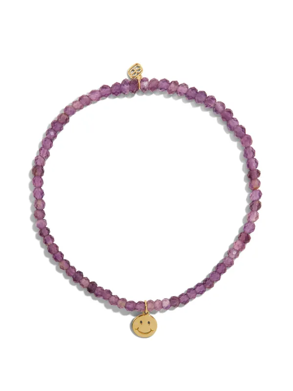 Tiny Pure Happy Face on Faceted Amethyst Beaded Bracelet sold by YLANG23