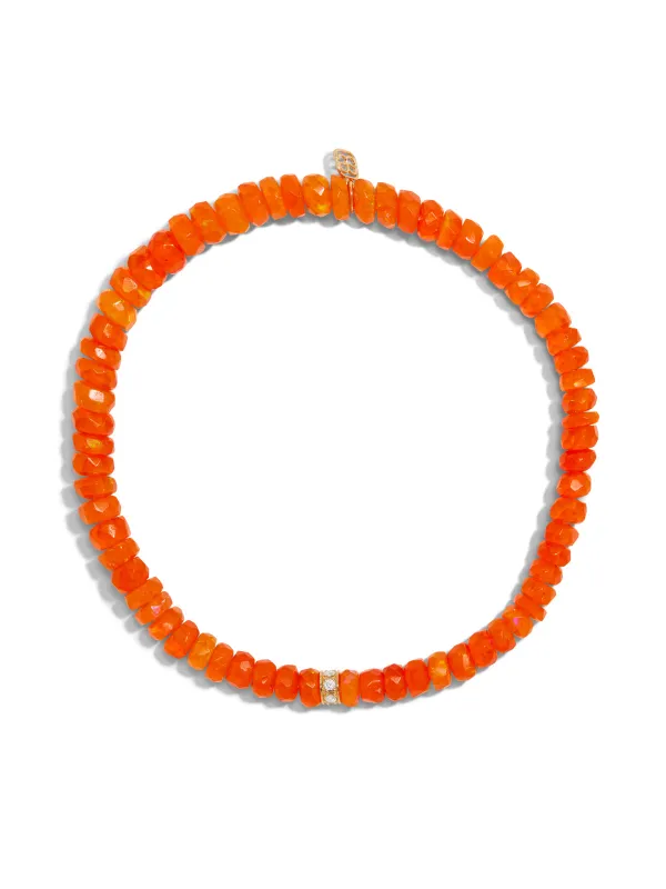 Diamond Rondelle on Tangerine Ethiopian Opal Beaded Bracelet sold by YLANG23