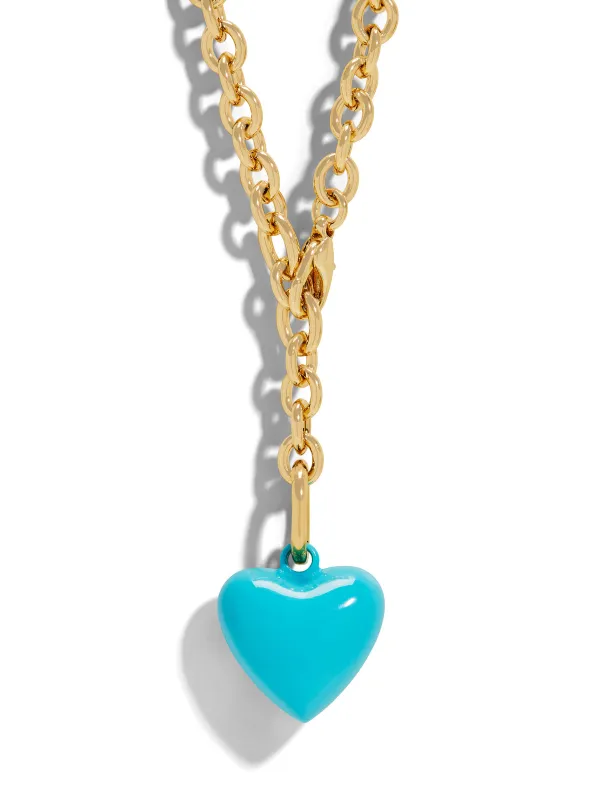 The Turquoise Mini Puffy Heart Necklace sold by YLANG23