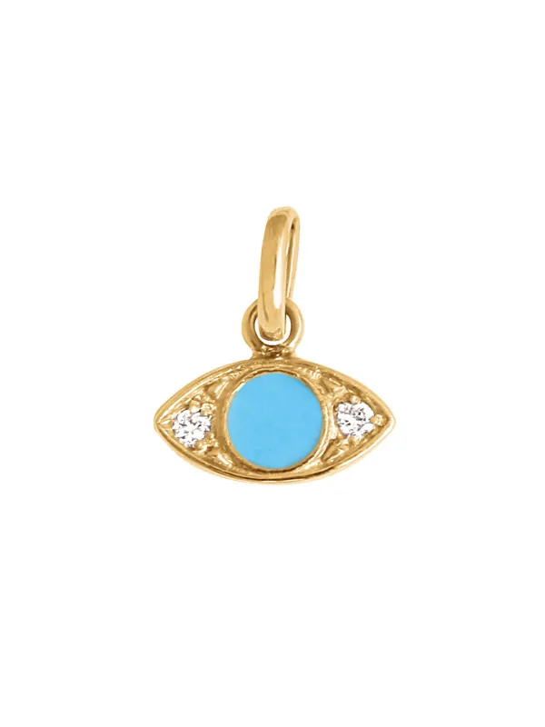 Diamond Turquoise Resin Yellow Gold Eye Charm sold by YLANG23
