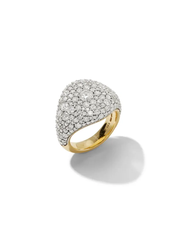 Modern Finish Diamond Yellow Gold Signet Ring sold by YLANG23