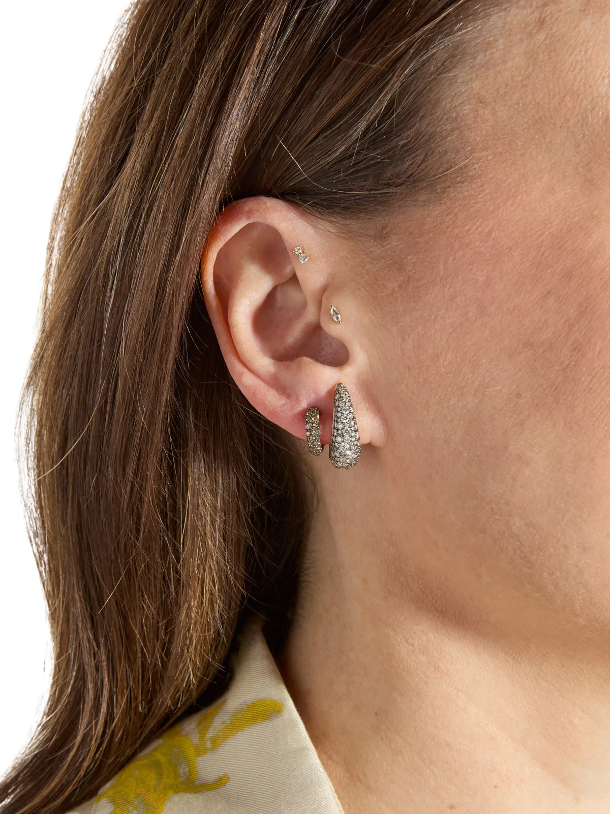 Antique Finish Diamond Yellow Gold Victorian Set Cuff Earrings sold by YLANG23 product image thumbnail 2