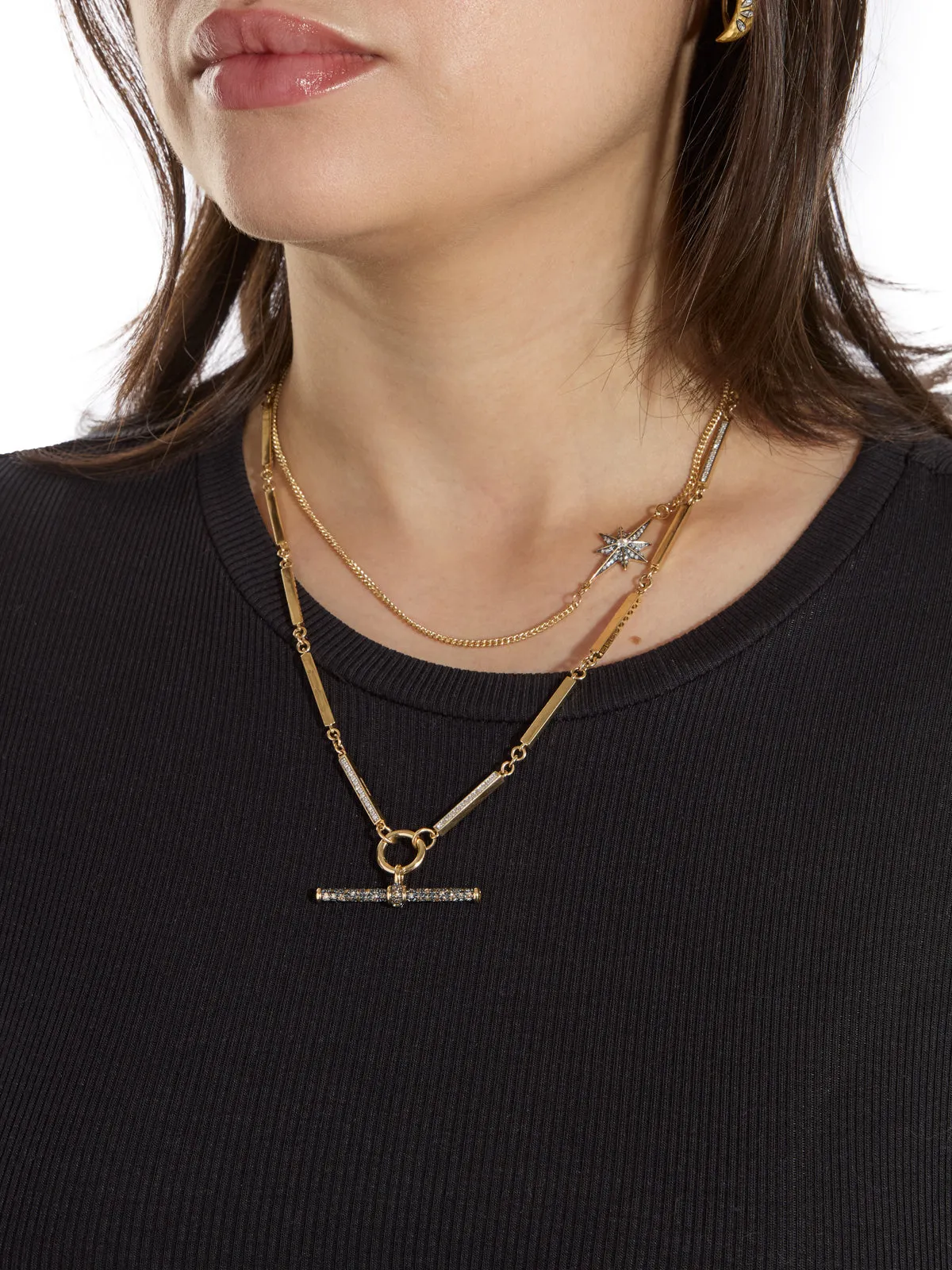 Cognac Diamond Yellow Gold T-Bar Pendant sold by YLANG23 product image thumbnail 2